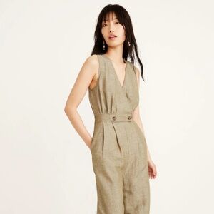 Madewell Linen Button-Waist Wide-Leg Jumpsuit Size 00